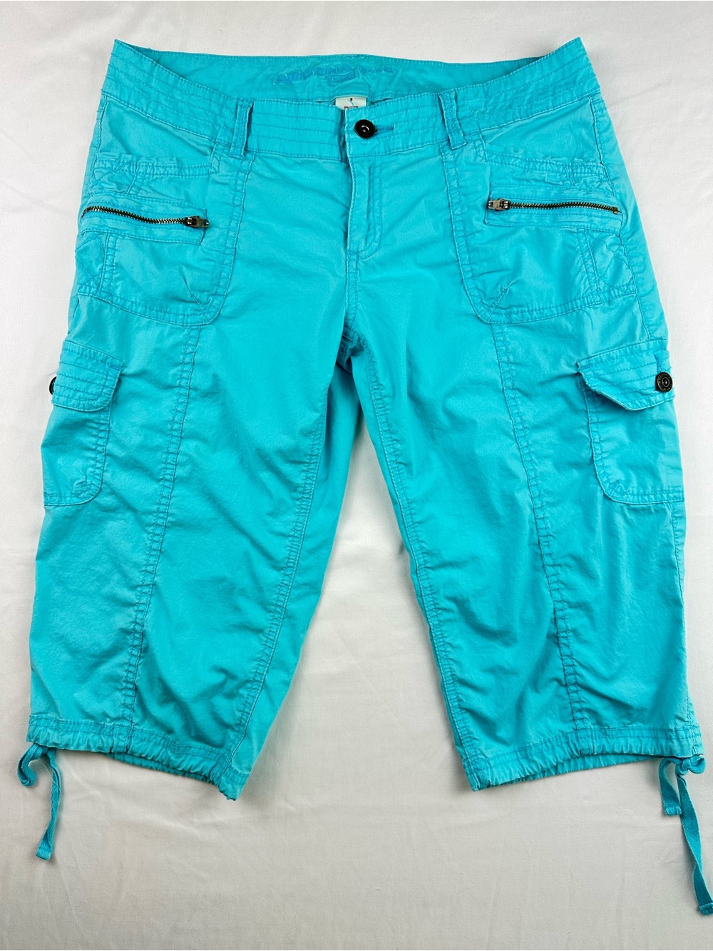Y2K Low Rise Cargo Capris Arizona Jeans Turquoise Utility Cropped Streetwear 9